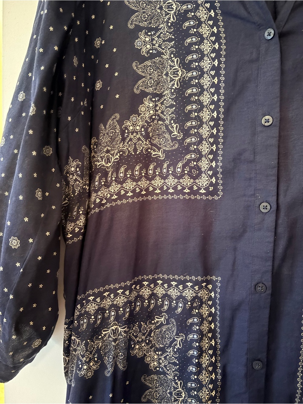 Old Navy Navy and White Long-Sleeve Button-Front Dress - Picture 2 of 4